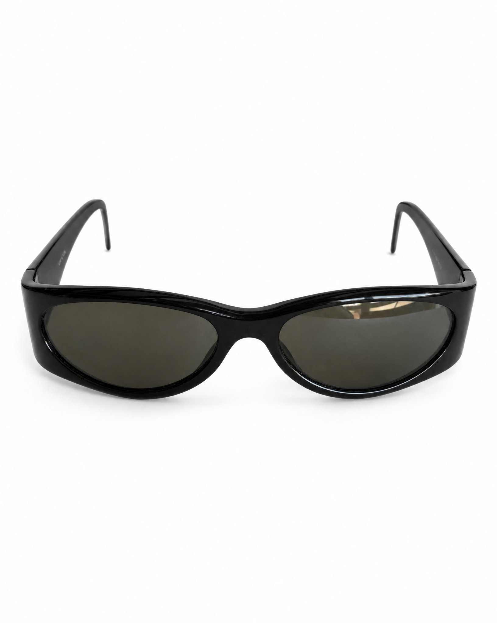 Side view showing the detailed crystal-encrusted G logo on vintage Gucci sunglasses.