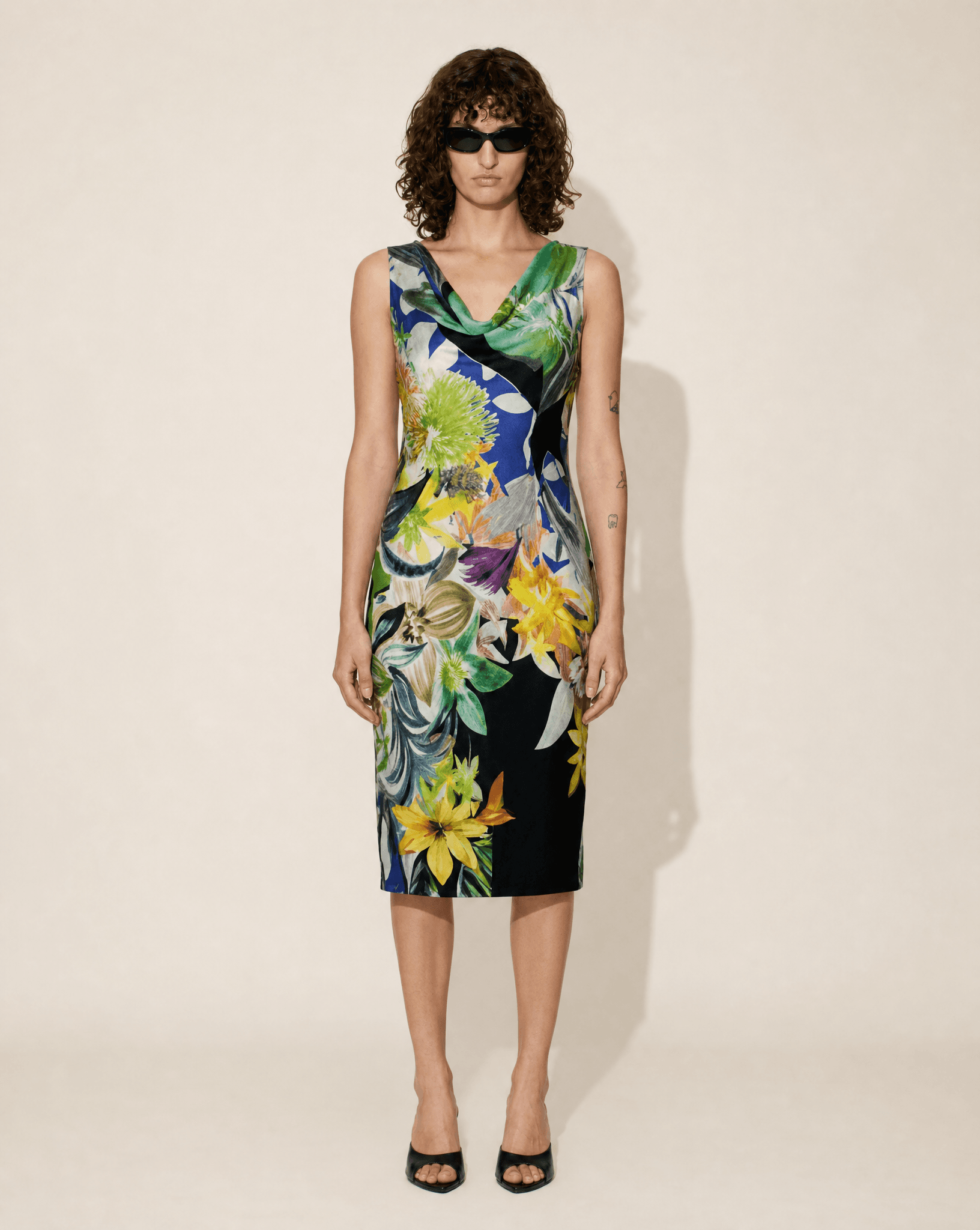 ARCHIVAL 90s-Y2K Botanical Cowl Neck Bias Dress – Cassani