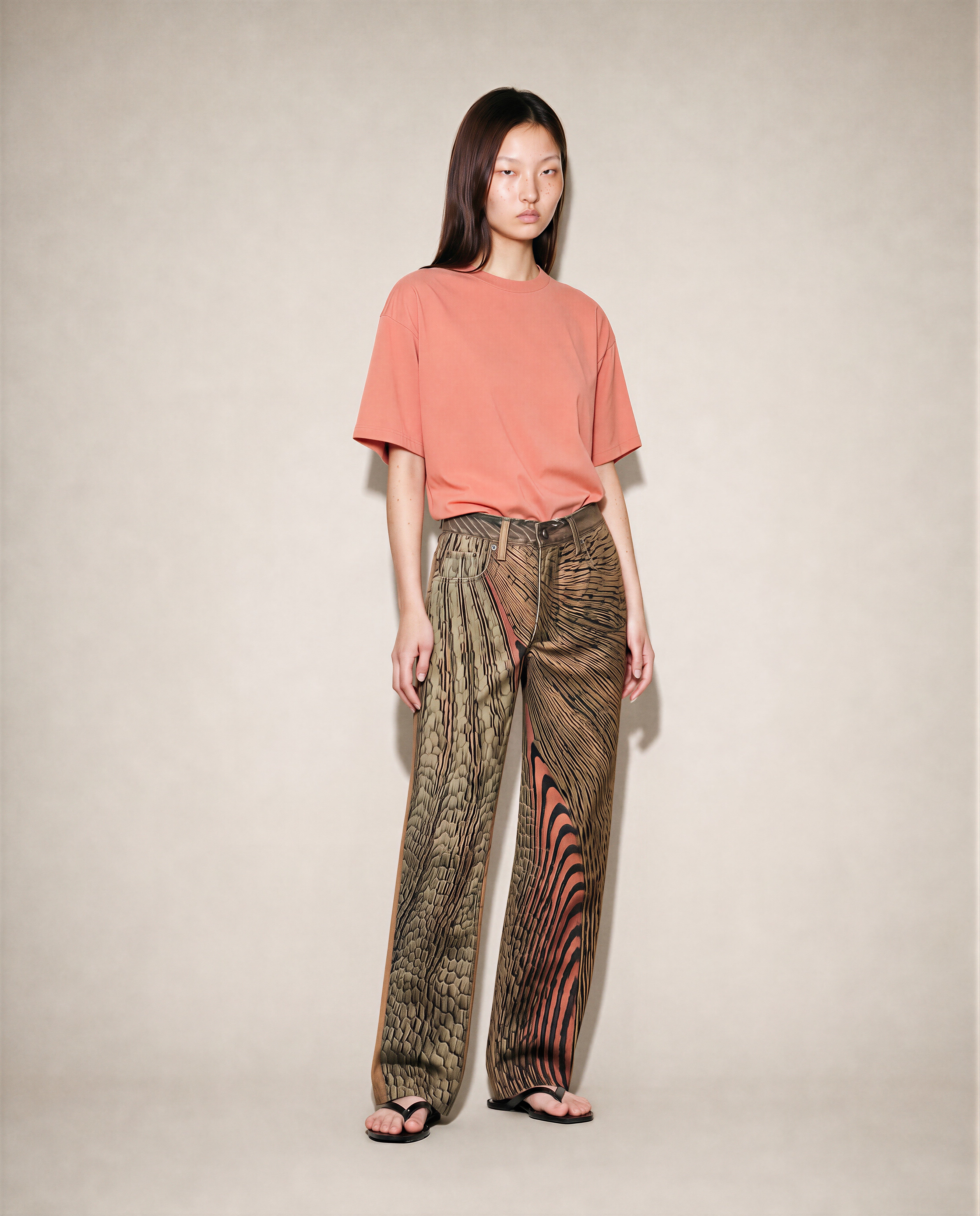 Roberto Cavalli early 2000s jeans with psychedelic crocodile and stripe print
